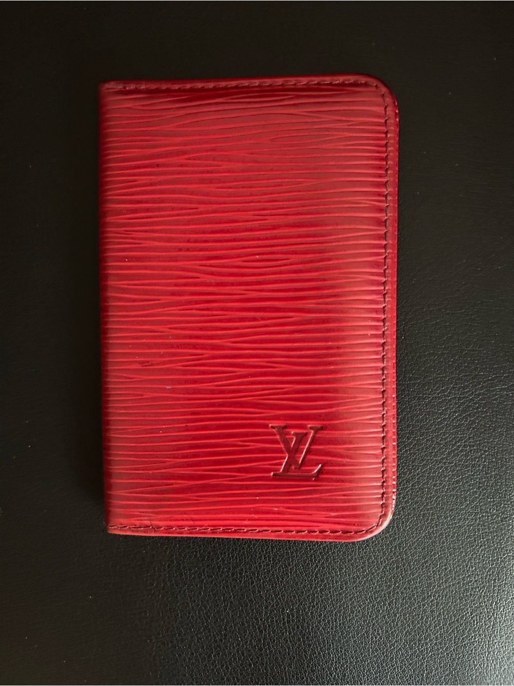 Vintage Louis Vuitton Red Epi Leather Card Holder - OBO